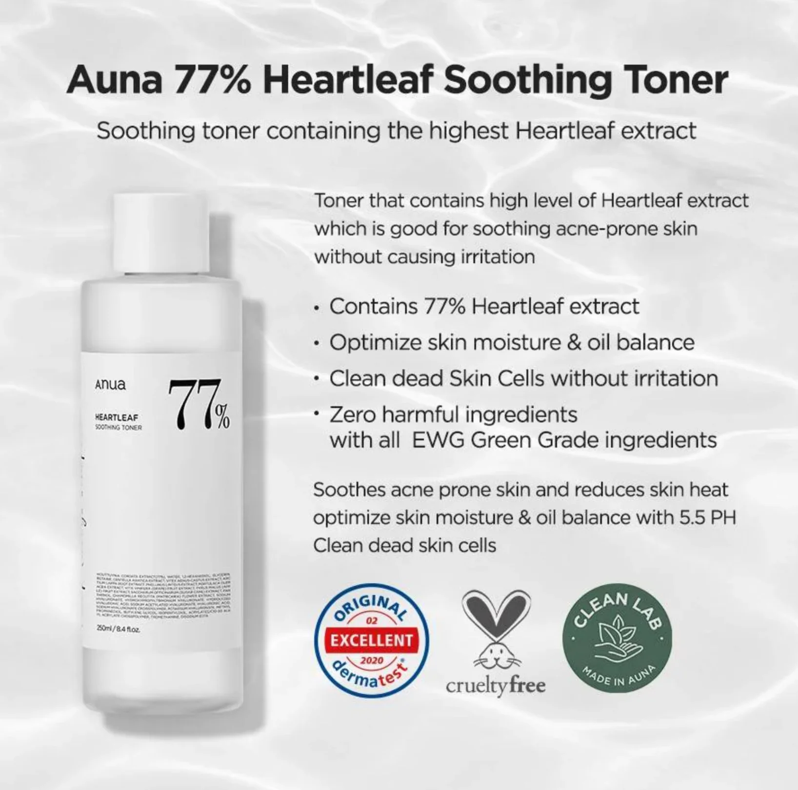 Anua Heartleaf 77 Soothing Toner 250 ml - Image 3