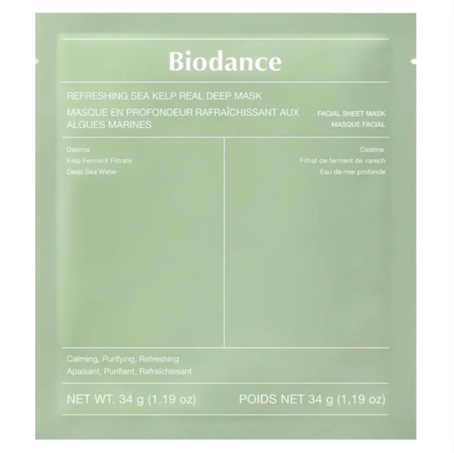 BIODANCE Refreshing Sea Kelp Real Deep Mask 34g (Green) (1ea)