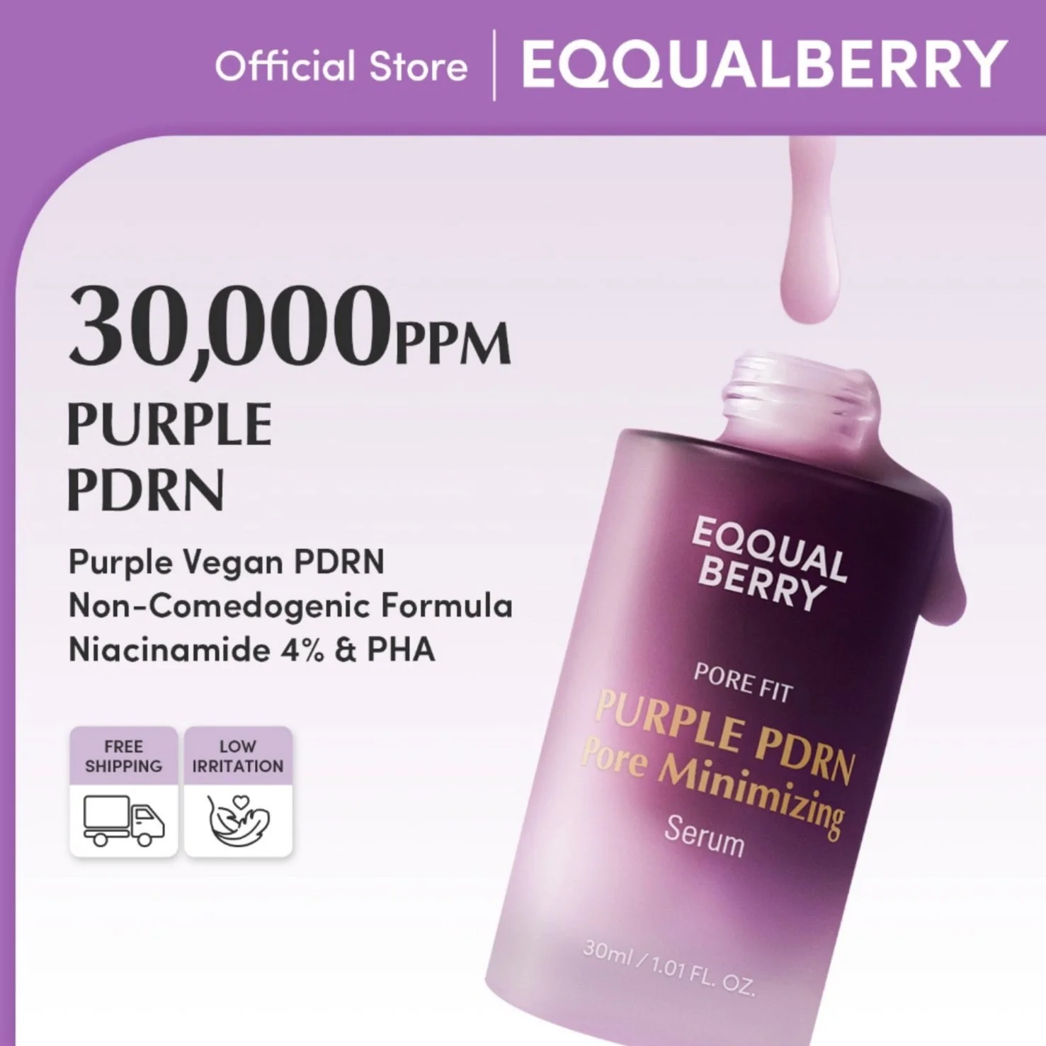 EQQUALBERRY Purple Pdrn Pore Minimizing Serum 30ml - Image 5