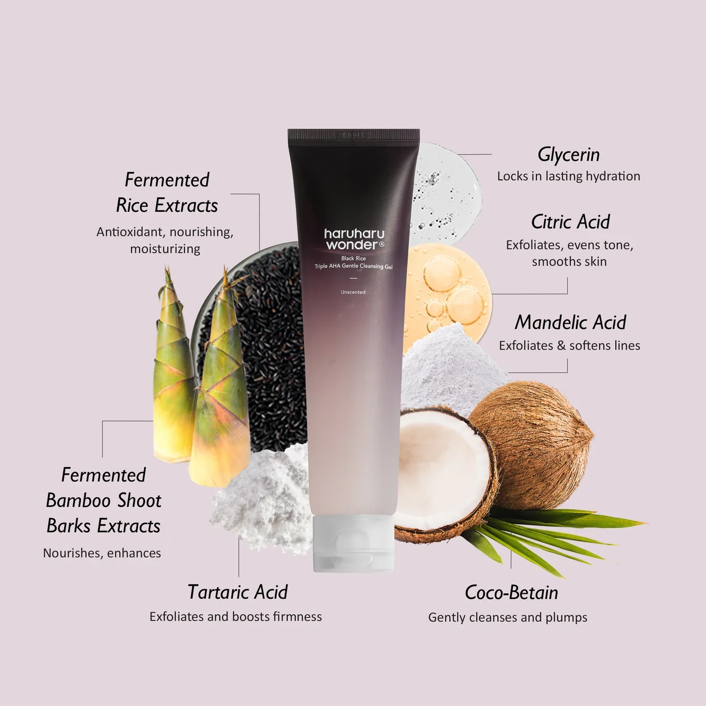 HARUHARU WONDER Black Rice Triple AHA Gentle Cleansing Gel Unscented 100mL - Image 6