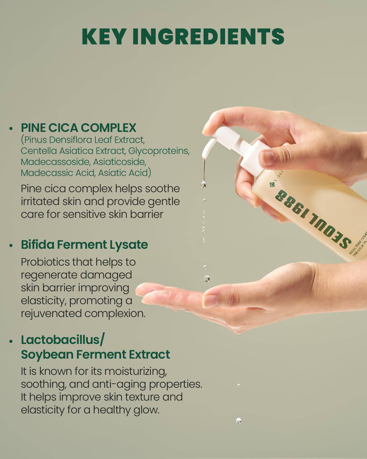 KSECRET Seoul 1988 Cleansing Oil: Pine Cica 1% + Probiotics 200mL - Image 6