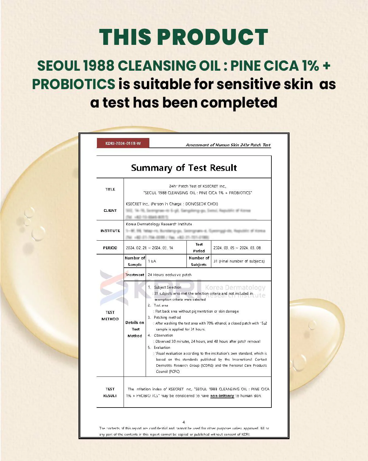 KSECRET Seoul 1988 Cleansing Oil: Pine Cica 1% + Probiotics 200mL - Image 9