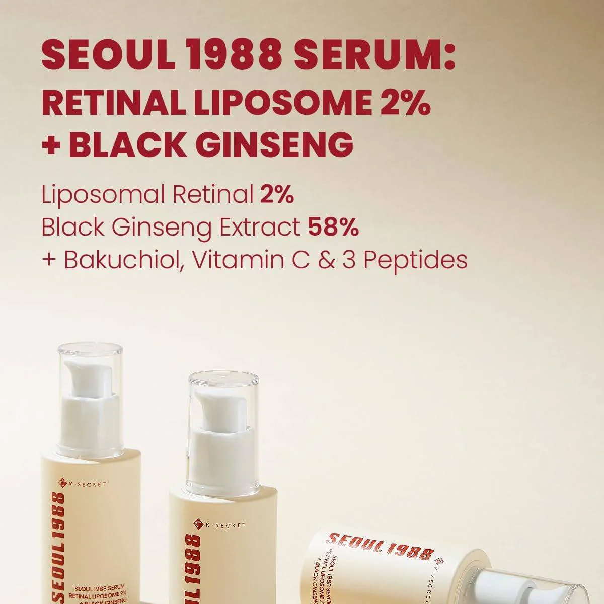 KSECRET Seoul 1988 SERUM: Retinal Liposome 2% + Black Ginseng 30mL - Image 3