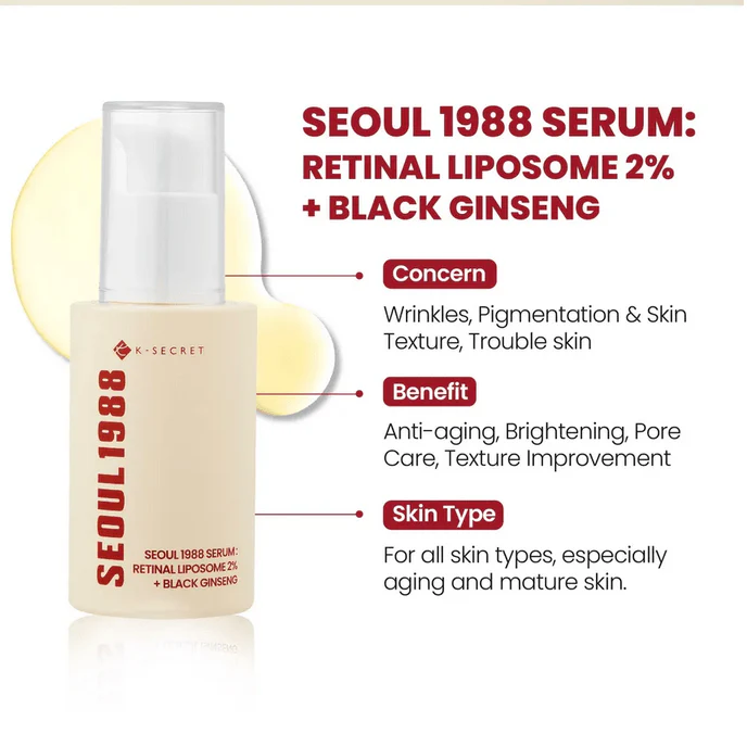 KSECRET Seoul 1988 SERUM: Retinal Liposome 2% + Black Ginseng 30mL - Image 6