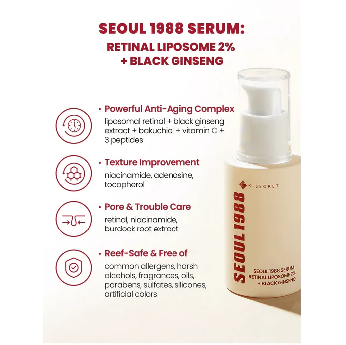 KSECRET Seoul 1988 SERUM: Retinal Liposome 2% + Black Ginseng 30mL - Image 7