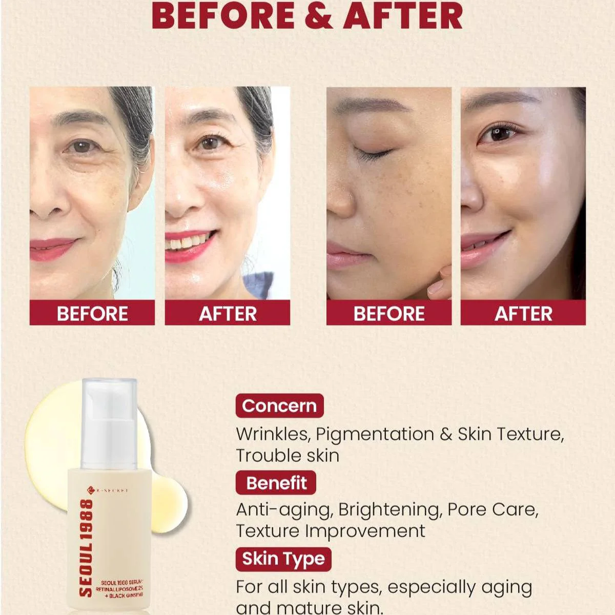 KSECRET Seoul 1988 SERUM: Retinal Liposome 2% + Black Ginseng 30mL - Image 8