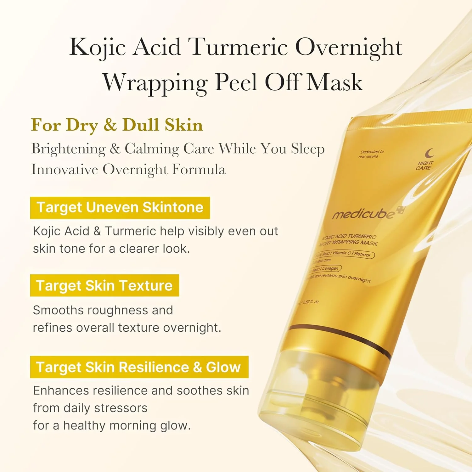 MEDICUBE Kojic Acid Tumeric Night Wrapping Mask 75mL - Image 3