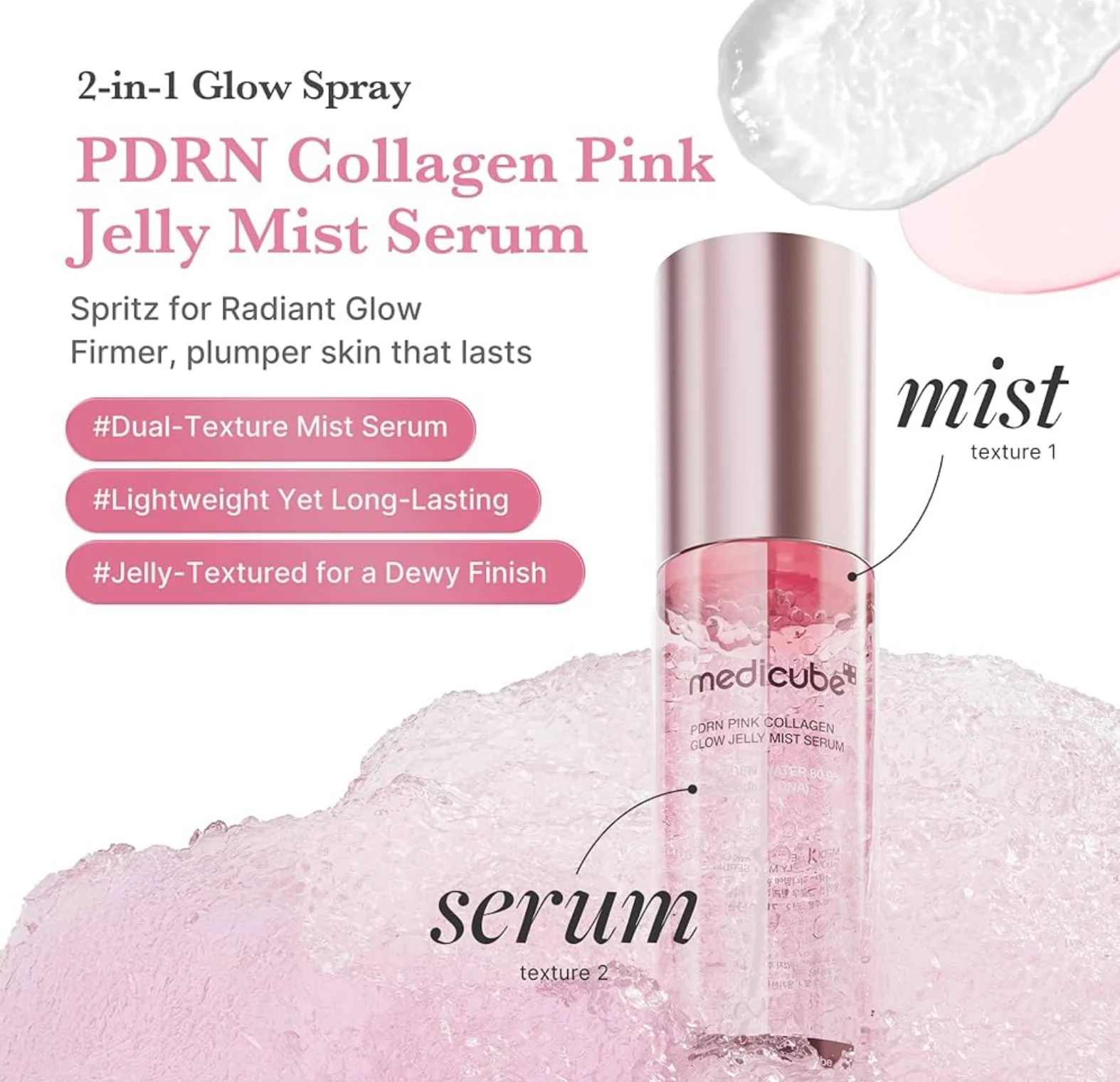 MEDICUBE PDRN Pink Collagen Glow Jelly Mist Serum 100ml - Image 2