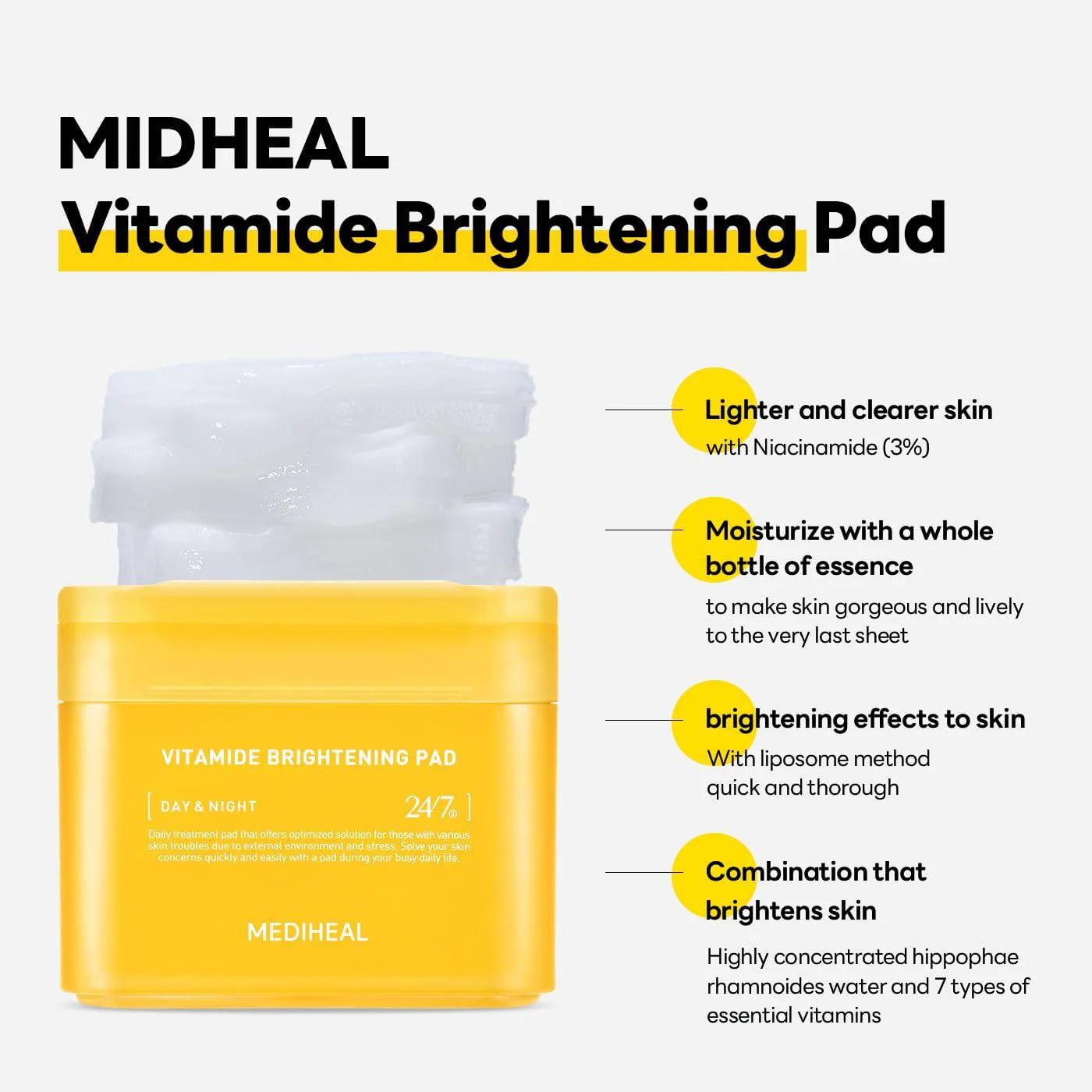 MEDIHEAL Vitamide Brightening Pad 180ml (100 Pads) - Image 8
