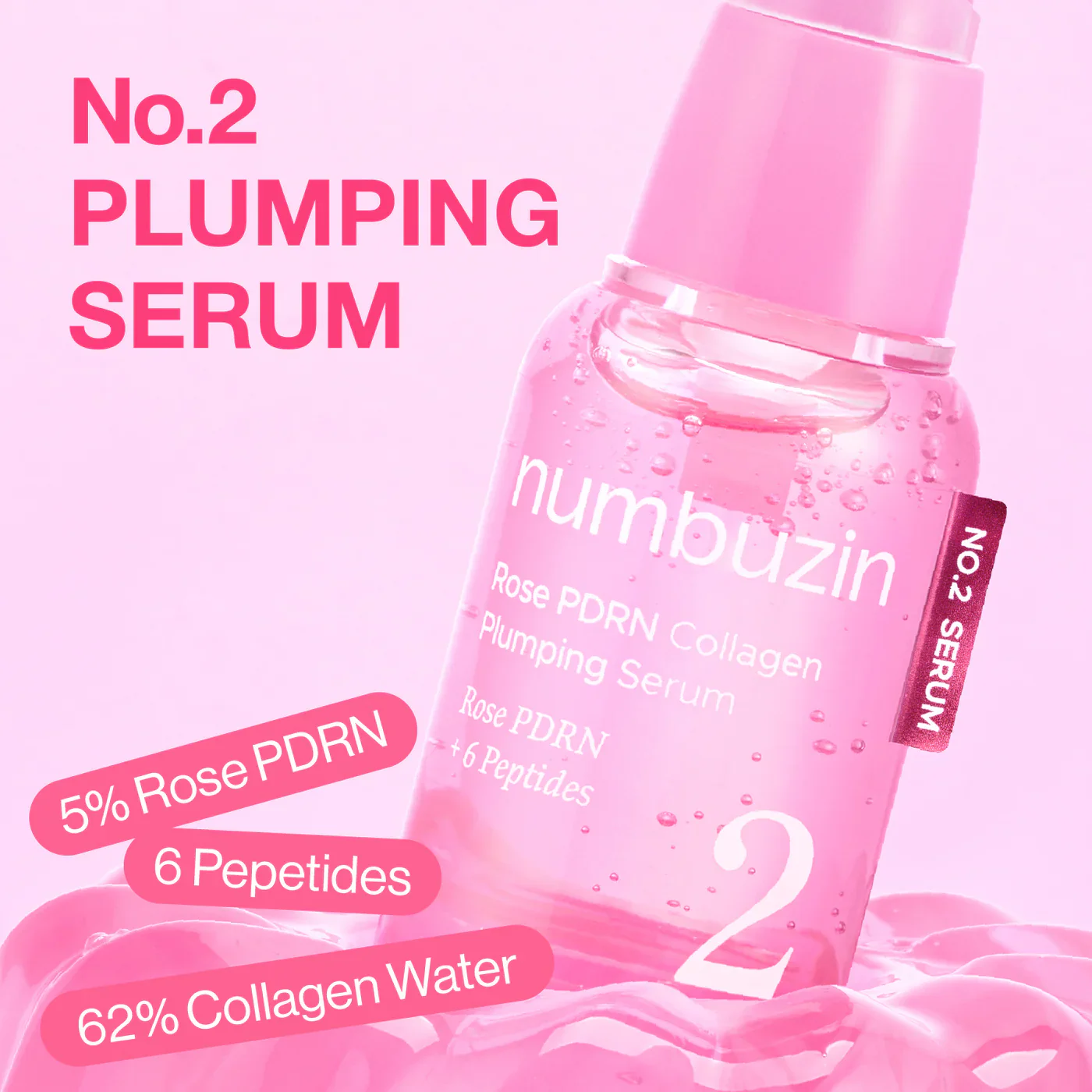NUMBUZIN No.2 Rose PDRN Collagen Plumping Serum 30mL - Image 4