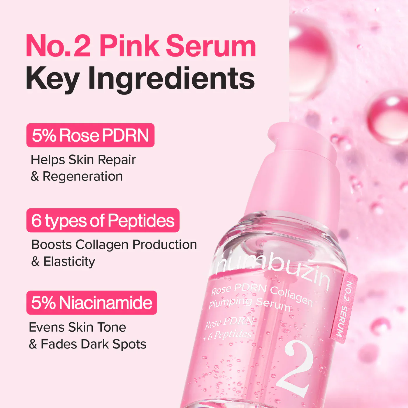 NUMBUZIN No.2 Rose PDRN Collagen Plumping Serum 30mL - Image 5