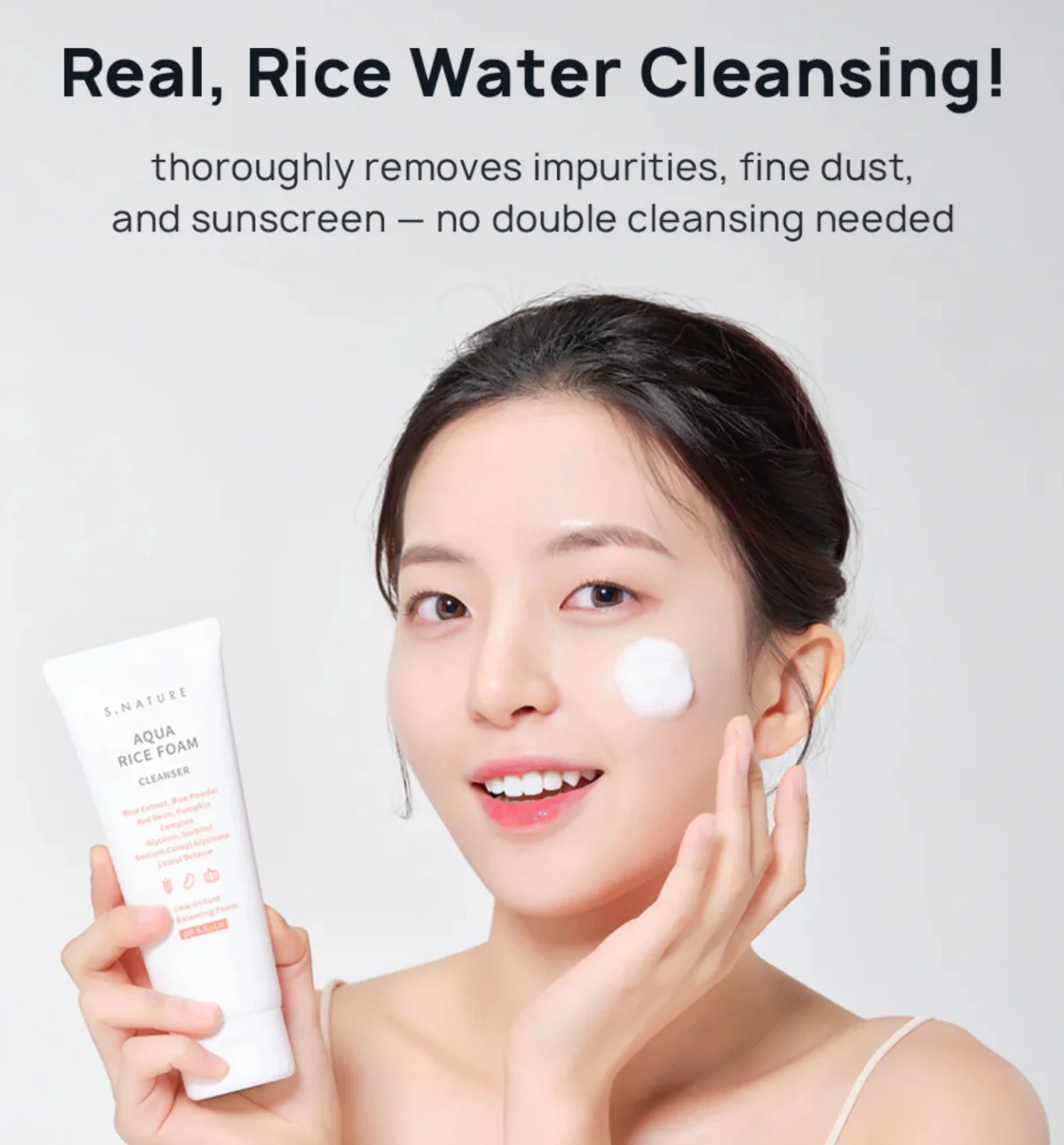 S.NATURE Aqua Rice Foam Cleanser 80ml - Image 5