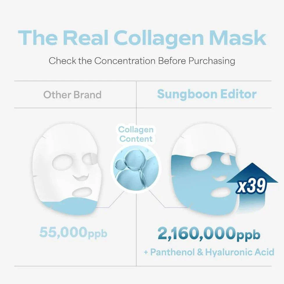 SUNGBOON EDITOR Deep Collagen Hyalu-B5 Hydrating Mask 37g (1 sheet each) - Image 5