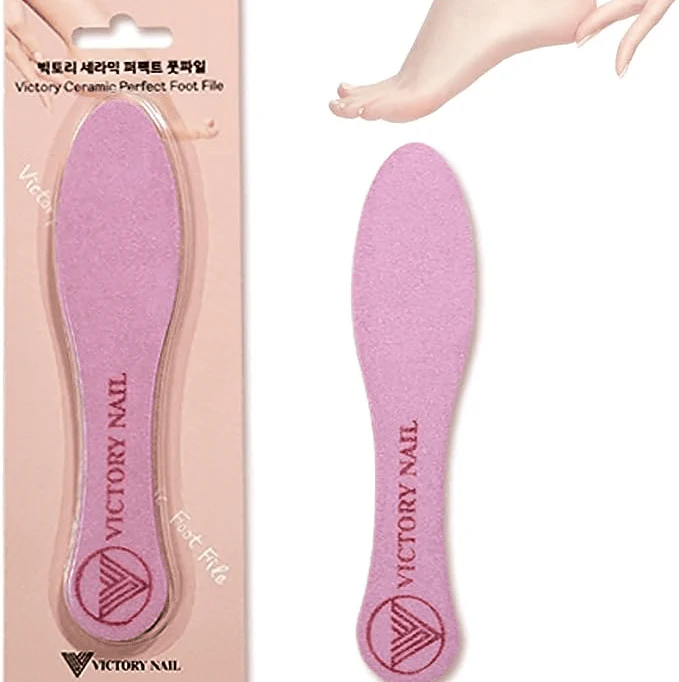 VICTORY NAIL 1PCS Medium and Rough Grit Ceramic Pink Foot File Double-Sided Callus Removal