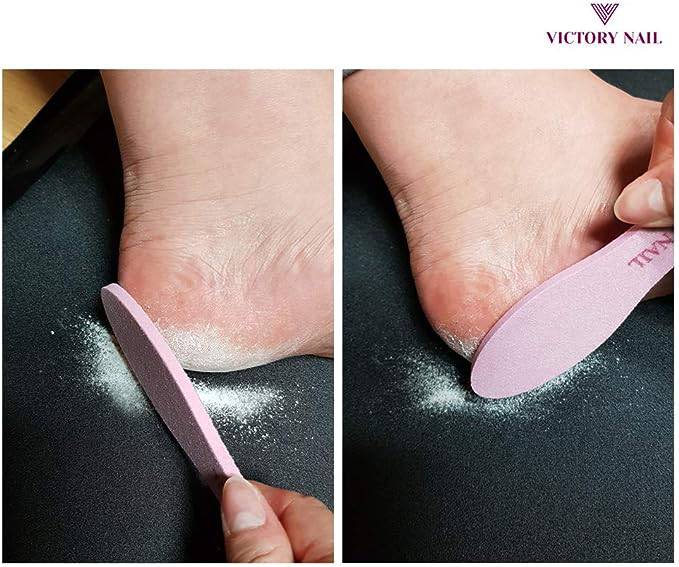 VICTORY NAIL 1PCS Medium and Rough Grit Ceramic Pink Foot File Double-Sided Callus Removal - Image 2