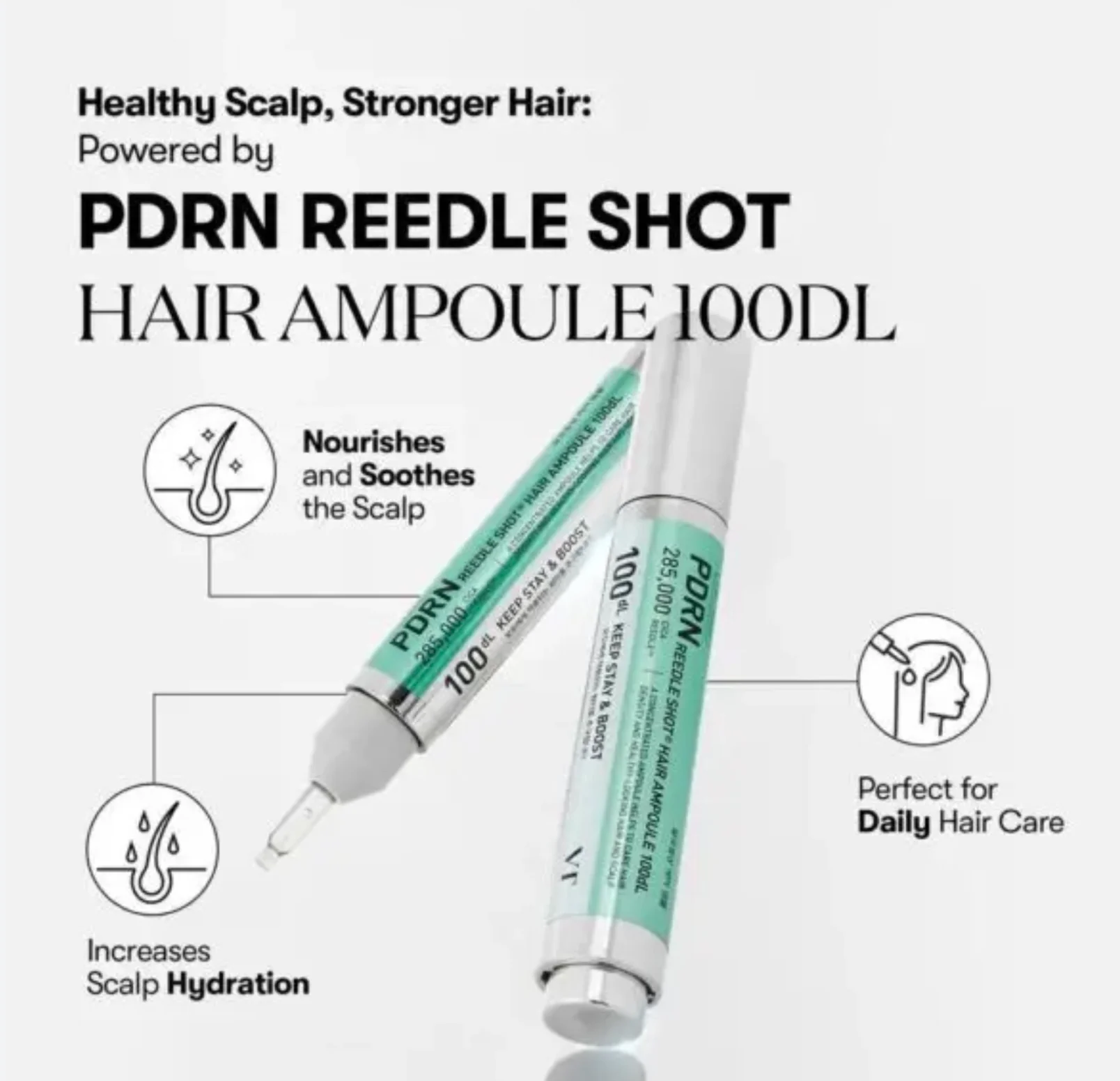 VT Cosmetics PDRN Reedle Shot Hair Ampoule 100dL 15mL - Image 3